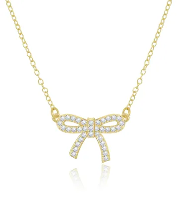 Produktbild von Gilieyer Glänzend Schleife Halskette Anhänger, Kette Damen Gold Silber Schleifen