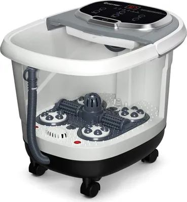 Produktbild von COSTWAY Fußbad Massagegerät mit Rollen, Elektrische Fußbadewanne Heizung und Duschemassage, Shiatsu Fußmassage Spa 10-60min Timer / 35-48℃ / 500W Grau