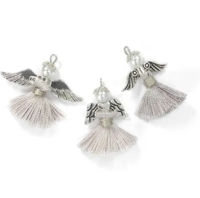 Produktbild von Bastel-Set "Quastenengel", 3er-Set Silber