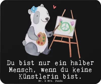 Produktbild von Mr. & Mrs. Panda Mouse Pad Künstlerin Herz - Schwarz - Geschenk, Kunstschule, Mauspad, Spruch, Witzig, laptop mousepad, pc, Lustig