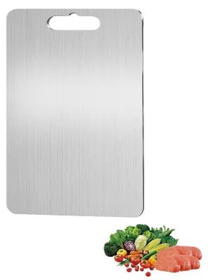 Image de Planche à découper en titane et en acier inoxydable, dimensions 15 x 25 cm, antibactérienne, pour la cuisine