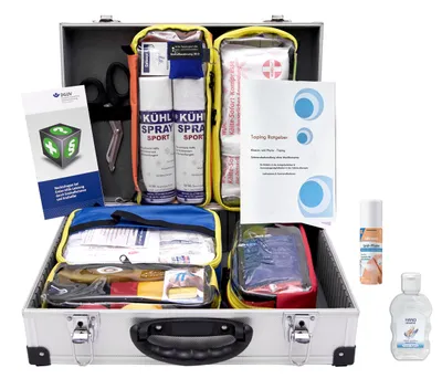 Produktbild von SPORT-Betreuerkoffer"ALU-PRO" mit Modultaschen DIN 13157 inkl. Sprühpflaster & Hygiene-Gel