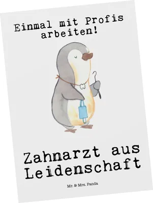 Produktbild von Mr. & Mrs. Panda Grußkarte Zahnarzt Leidenschaft - Weiß - Geschenk, Postkarte, Fotokarte, bildkarte, Postkarten, einzelkarte