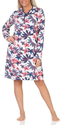 Produktbild von Normann Damen Nachthemd langarm Sleepshirt in floralem Design - auch in Übergrössen ; Allover , 48