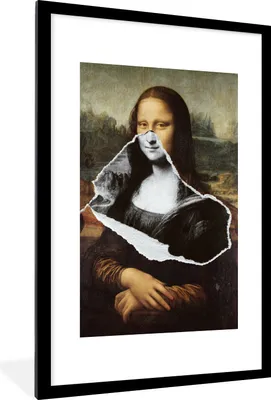 Produktbild von MuchoWow® Gerahmtes Poster Mona Lisa - Schwarz und weiß - Da Vinci 60x90 cm - Poster mit Schwarzem Bilderrahmen Wandposter Rahmen Foto Bilder - Dekoration - Wandposter Wohnzimmer - Hochwertig