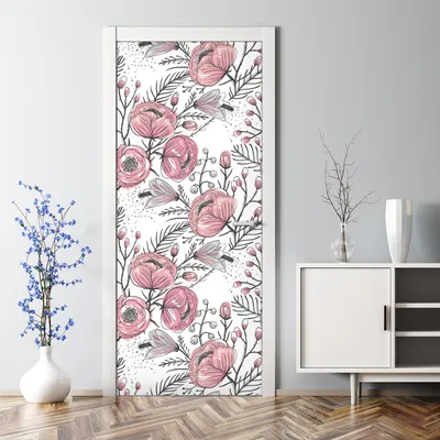 Produktbild von Dekorative Türposter selbstklebend Wandaufkleber Türaufkleber Pastell Rosen Kunst 85 x 200 cm