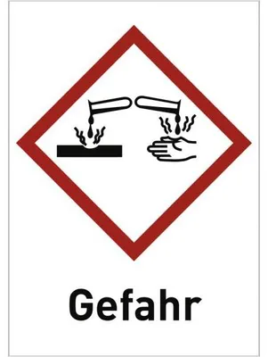 Produktbild von Dreifke® Aufkleber Korrosiv (GHS 05) Gefahr, Folie, 52x74 mm, 500 Stück/Rolle