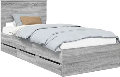 Image de vidaXL Cadre de lit gris Sonoma 90 x 200 cm Bois d'ingénierie