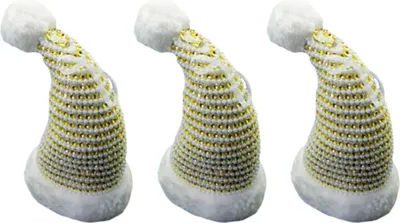 Immagine prodotto di Set di 3 ornamenti: cappello di Babbo Natale da appendere con strass 17,5 cm