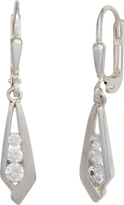 Produktbild von Ohrringe Ohrhänger Boutons 925 Silber teilmatt 6 Zirkonia weiß Damen