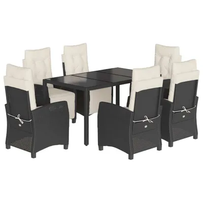 Produktbild von 7-tlg. Garten-Essgruppe mit Kissen Schwarz Poly Rattan