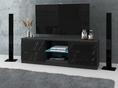 Zdjęcie produktu dla AZ team ® Szafka RTV 138 cm Stolik pod TV Komoda stojąca ANTRACYT SAN SEBASTIAN 4 szuflady