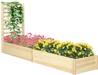 Image de Bac à plantes avec treillis - Support pour plantes grimpantes - 2 bacs à plantes - Jardin vertical - Pour balcon & terrasse