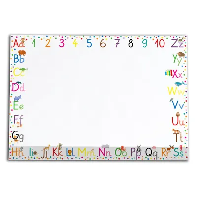 Produktbild von PuK ABC Schreibtischunterlage Kinder Papier DIN A2 | 25 Blatt Block zum Malen, Schreiben und Kritzeln | (ABC | DIN A2 | mit Schutzleiste)