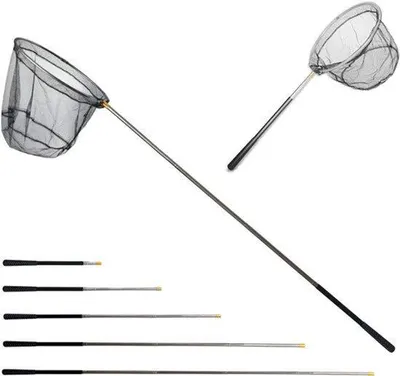 Produktbild von Angelnetz, Unternehmensmodell, 190 cm, 4 Abschnitte, Teleskopausführung, Aluminiumlegierung, mit Gummi, strapazierfähiges Nylongeflecht, mit zusammenklappbarem Angelnetz, für Erwachsene und Kinder, geeignet für Teich und See