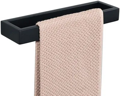 Zdjęcie produktu dla Czarny wieszak na ręczniki 26 cm, stal nierdzewna, do montażu na ścianie, łazienka