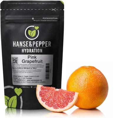 Produktbild von 90g (ca. 7.5 L Getränk) Hydration Pulver Pink Grapefruit Geschmack mit Vitamin C aus Acerola & Kokoswasserpulver