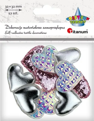 Imagen del producto de Adornos de tela Titanum, corazones autoadhesivos, metal/rosa