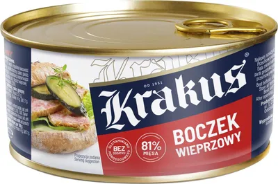 Zdjęcie produktu dla Krakus Konserwa boczek wieprzowy 300 g