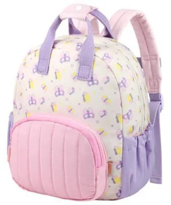 Immagine prodotto di Zaino per bambine, motivo farfalla, colore viola, adatto a bambine di 2-4 anni, dimensioni 28x23x9 cm