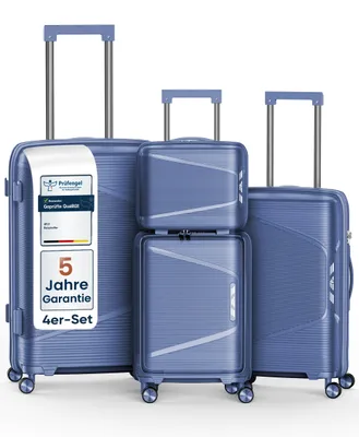 Produktbild von 4FLY Hartschalen Reisekoffer Set 4-teilig (S/M/L/XL) – mit TSA-Schloss, 4 Spinner-Doppelrollen, Kosmetiktasche, Handgepäck und Aufgabegepäck
