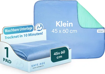 Produktbild von Safe Age® Inkontinenzunterlage waschbar - 45x60cm, Inkontinenz Bettunterlage für Erwachsene, Kinder und Haustiere, wasserdichte Matratzenauflage