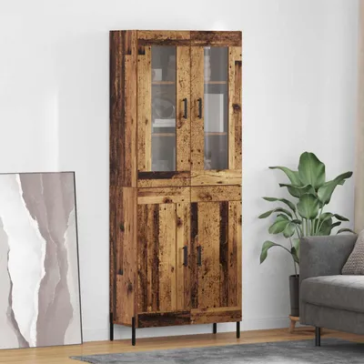 Zdjęcie produktu dla vidaXL Highboard stare drewno 69,5 x 34 x 180 cm materiał drewnopochodny