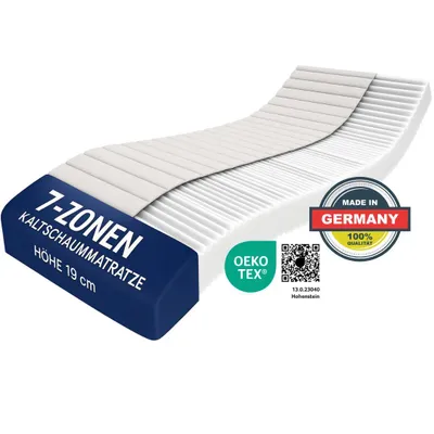 Produktbild von 7-Zonen Kaltschaummatratze 90x200 cm - Höhe 19 cm - Ergonomisch & Atmungsaktiv