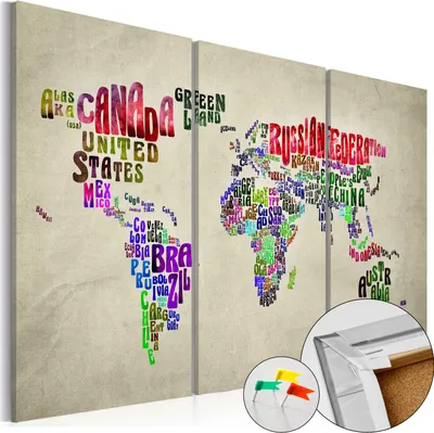 Immagine prodotto di Quadro in sughero non tessuto - Paesi colorati 120x80 cm carte k-C-0045-p-a