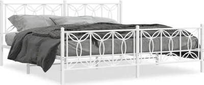 Produktbild von vidaXL Bettgestell mit Kopf- und Fußteil Metall Weiß 200x200 cm