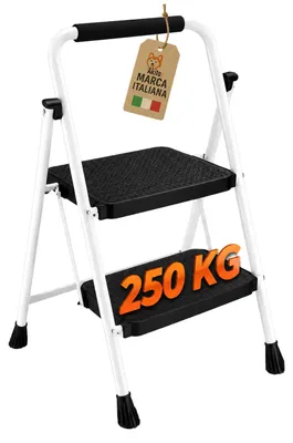 Immagine prodotto di Akitaink Scaletta Acciaio 2 Gradini Pieghevole Bianca 250 Kg