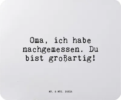 Produktbild von Mr. & Mrs. Panda Mouse Pad Oma, ich habe nachgemessen.... - Aquarellblau - Geschenk, Oma Geburtstag, pc mausunterlage, Omi, Enkelin, mousematte, Mauspad, Enkel, Sprüche