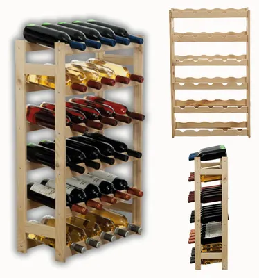 Produktbild von MODO24 Weinregal 30 Flaschen, Flaschenregal, Weinschrank, Weinständer, Getränkeregal, Kellerregal, Massivholz, 86x53x25 cm, Natur, RW1