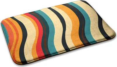 Produktbild von Teppich Wohnzimmer Schlafzimmer Modern - 90 cm x 60 cm - Abstrakte Wellen
