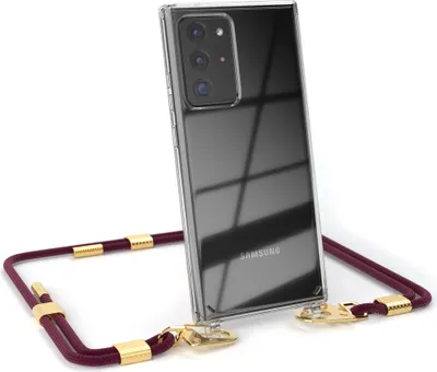 Produktbild von EAZY CASE Handykette für Samsung Galaxy Note 20 Ultra / Note 20 Ultra 5G, Transparente Silikonhülle mit Band, Clear Case, abnehmbar in  Rot