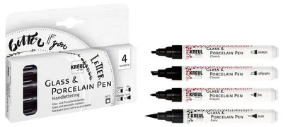 Image de KREUL 16480 KREUL Glass & Porcelain Pen Handlettering, set of 4