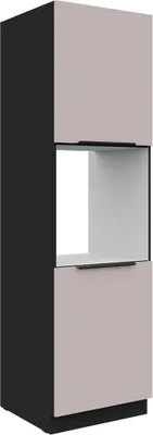 Produktbild von Küchen Hochschrank 60 cm ARONA Kaschmir beige + Schwarz matt Küchenzeile Küchenblock Küche