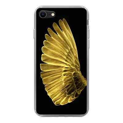 Produktbild von MuchoWow® Handyhülle Schutzhülle Hülle für iPhone 7 Goldene Flügel auf schwarzem Hintergrund Silikon Softcase Handy Hülle - Kartenhalter