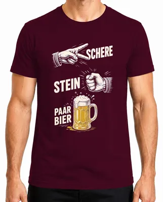 Imagen del producto de Camiseta para hombre, diseño "Tijera, piedra, papel, cerveza", divertida, para fiestas, con mensaje sarcástico, color burdeos, talla M