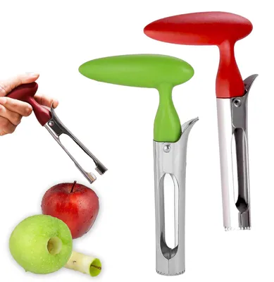 Productafbeelding van Appelkernverwijderaar - Set van 2 stuks met getande roestvrijstalen lemmet en handvat - Voor het verwijderen van pitten uit appels, peren en paprika's