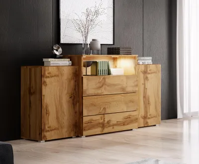 Image de MINIO go for it, commode « KORFU III », 150 cm, avec éclairage LED, couleur chêne Wotan