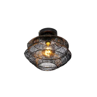 Produktbild von QAZQA - Orientalisch Orientalische Deckenlampe schwarz 25 cm - Vadi I Wohnzimmer I Schlafzimmer - Stahl Rund - LED geeignet E27