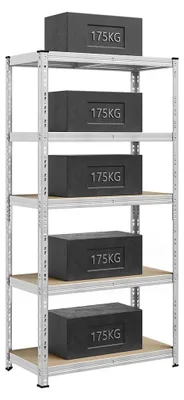 Produktbild von Lagerregal aus silberfarbenem Stahl – 875 kg Tragkraft – 50 x 100 x 200 cm