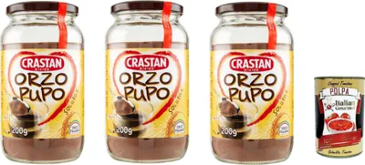 Produktbild von Crastan Orzo Pupo, 100% italien Instant lösliche Gerste Getreidekaffee Kaffee 3x 200gr + Italian Gourmet polpa 400g