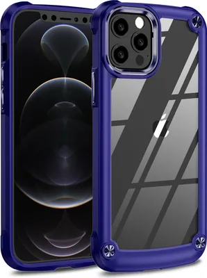 Produktbild von iPhone 12 Pro Hülle, Hybrid Transparente PC Robust TPU Bumper Stoßfest Schutzhülle für iPhone 12 / 12 Pro Blau