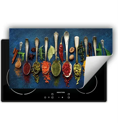 Image de DarHaus Plaque de recouvrement pour cuisinière 90x52 cm Tapis antidérapant Enroulable, bleu - Épices