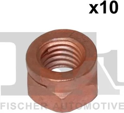 Produktbild von Selbstsichernde Mutter M8x1,25 Schlüsselweite 12 mm, Kupferbeschichtet, 10 Stück
