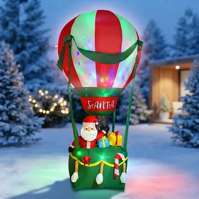 Productafbeelding van Opblaasbare XL kerstballon met LED-verlichting - 210 x 110 cm - Grote kerstman-tuindecoratie, zelfopblazend, kleurrijk verlicht