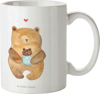 Produktbild von Mr. & Mrs. Panda Tasse Bär Baby - Weiß - Geschenk, Teddy, Kaffeetasse, Keramiktasse, haferl, Neffe, Geburtstag, Mutter, Kaffeebecher, Trinkbecher, Taufe