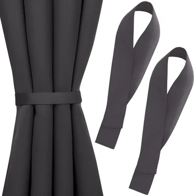 Produktbild von Blumtal Raffhalter für Vorhänge 2er-Set Dunkelgrau - Vorhang Raffhalter 72x5 cm - waschbare Gardinenhalter blickdicht